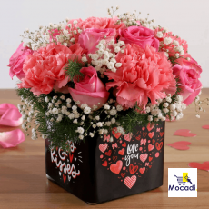 Pink Roses And Carnations In Love...