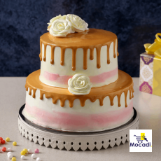 Dripping 2 Tier Butterscotch Cake-...