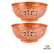 Embossed Leaf Design Copper Bowl